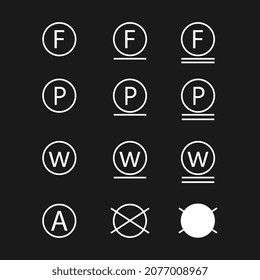 Laundry care icons. Machine and hand wash advice symbols. Icon set of laundry symbols.