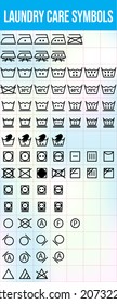 Laundry Care Symbols Set, Vector Graphic