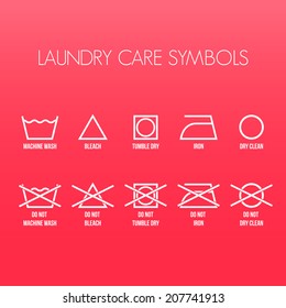 Laundry care symbols, Vector graphic