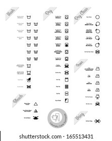 Laundry Care Symbols. Vector Set. Black Style.