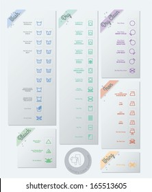 Laundry care symbols. Vector set. Color style.