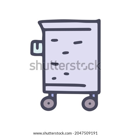 laundry cart color vector doodle simple icon