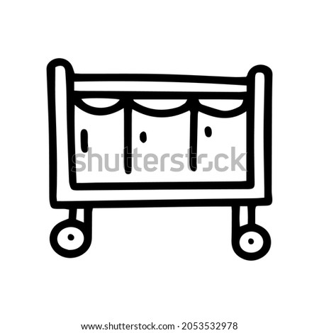 laundry cart line vector doodle simple icon