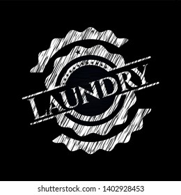 Laundry chalkboard emblem written on a blackboard. Vector Illustration. Detailed.