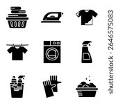 Laundry and Cleaning Essentials Icon Set