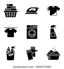 Laundry and Cleaning Essentials Icon Set