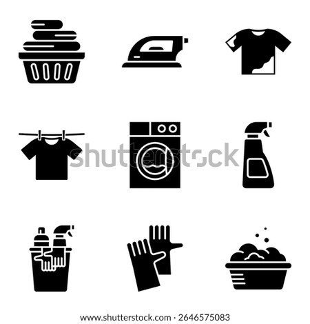 Laundry and Cleaning Essentials Icon Set