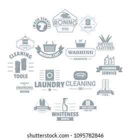 Laundry cleaning logo icons set. Simple illustration of 16 laundry cleaning logo vector icons for web