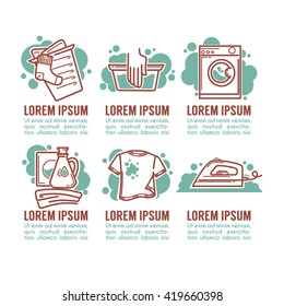 laundry and cloth washing linear emblems for your logo design