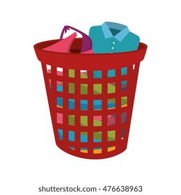 laundry clothes basket container stacked domestic housework  vector illustration