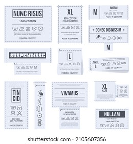 Laundry Clothes Care Labels, Textile Care Instruction Symbols. Clothes Care Instructions, Textile Laundry Instruction Labels Vector Illustration Set. Textile Care Labels For Laundry, Temperature Label