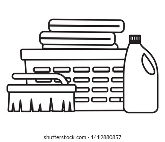 laundry clothes shampoo brush spring cleaning tools vector illustration