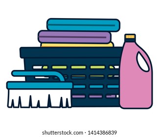 laundry clothes shampoo brush spring cleaning tools vector illustration