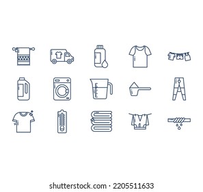 Laundry and clothes washing icon set