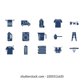 Laundry and clothes washing icon set