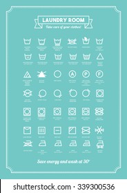 Laundry and clothing care symbols set