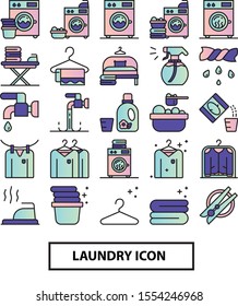 Laundry With Color Icon Set