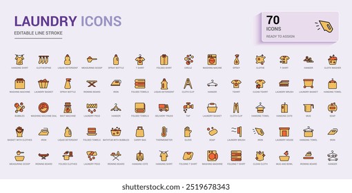 Laundry colorful icons set. Clothes instructions on labels, machine or hand washing icon pack. Color icon for web and ui. Icon names are written in English.