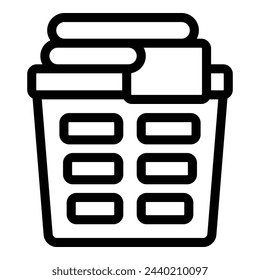 Laundry container icon outline vector. Dirty clothing bin. Store textile basket