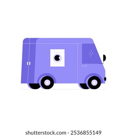 Furgoneta De Entrega De Lavandería Con Icono De Lavadora En Ilustración vectorial Plana Que Simboliza El Servicio De Entrega De Lavandería, El Transporte Y El Negocio De Lavandería Móvil, Aislado Sobre Fondo Blanco