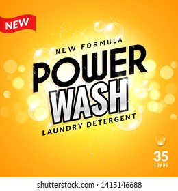 Laundry detergent background design. Clean power powder soap laundry, wash product package design.