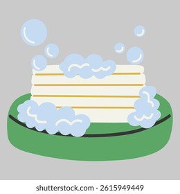 Laundry Detergent Bar Hand Drawn Flat Vector Illustration