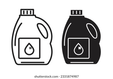 laundry detergent bottle icon set. bleach container line vector. liquid shampoo bottle product icon set.