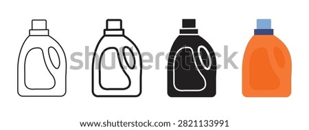 Laundry Detergent Bottle Icon Set Vector Illustration Household Cleaning Product Collection Isolated on Transparent Background