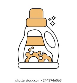 Laundry detergent bottle icon with yellow color. Bleach container line vector. Washing gel icon. Vector illustration isolated on a white background for design and web.