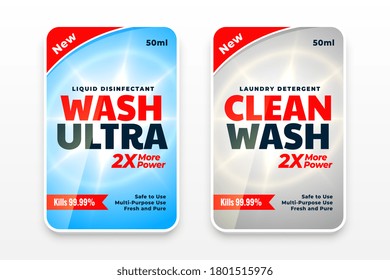 laundry detergent cleaner labels set of two