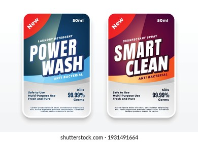 laundry detergent or disinfectant labels set of two