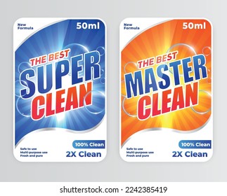 laundry detergent and disinfectant labels or stickers design template