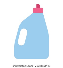 Laundry detergent, fabric softener or cleaning gel. Plastic bottle with dispenser. Isolated vector illustration in clip art style