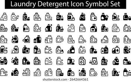 laundry detergent icon Symbol Set.eps. collection, sketches, logo illustrations, web symbols, outline style pictograms package isolated on white background. Vector graphics. stock illustration