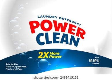 laundry detergent powder cleaner label for hygiene toilet or bathroom vector