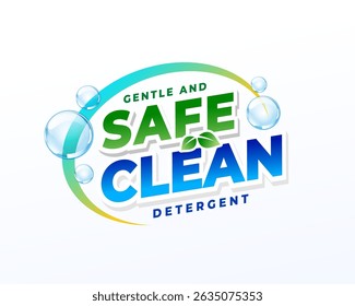 laundry detergent powder label for safe and clean wash vector