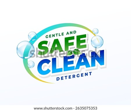 laundry detergent powder label for safe and clean wash vector