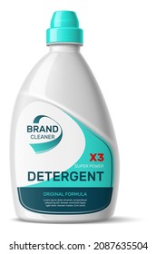 Laundry detergent product design. Plastic bottle with label template