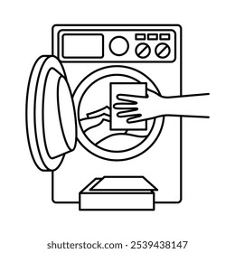 Laundry detergent sheets for washing machine. Icon in thin line