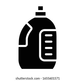 Detergentes para lavado Concepto de diseño, Tela líquida Suavizadora Vector de frasco Icono de glifo, Limpieza de líquido químico sobre fondo blanco