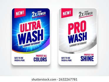 Laundry Deternent Wash Label. Package Print Design For Washing Products