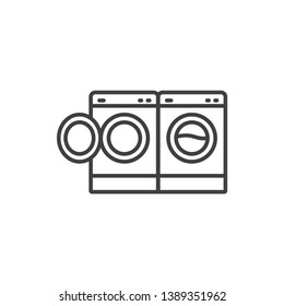 Laundry double washing machine line icon.