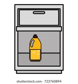 laundry drawer with detergent bottles