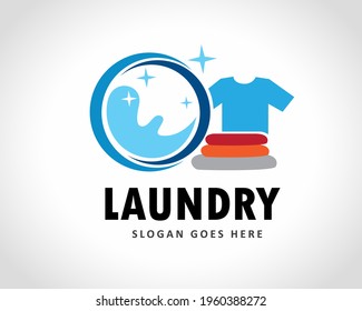 laundry dry clean logo design illustration