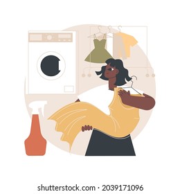 Laundry and dry cleaning abstract concept vector illustration. laundry facilities industry, cleaning and restoration services, pickup and delivery service, small niche business abstract metaphor.