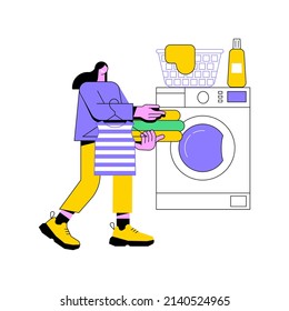 Laundry and dry cleaning abstract concept vector illustration. laundry facilities industry, cleaning and restoration services, pickup and delivery service, small niche business abstract metaphor.