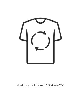 Laundry and dry cleaning icon. Second hand concept. T-shirt icon with recycling line icon. Vector