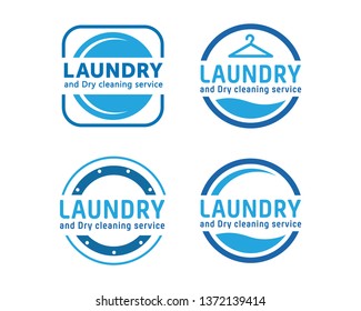 Laundry and dry cleaning logo set illustrations
