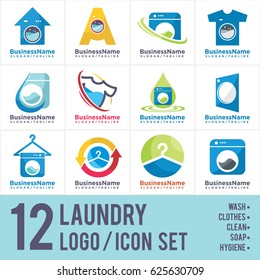 Laundry Dry Cleaning Wash Logo Vector