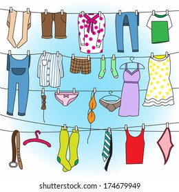 Laundry drying on clothes line